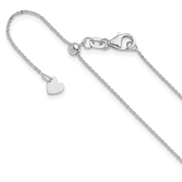 Leslie's 14K White Gold Adjustable 1.2mm Flat Cable Chain