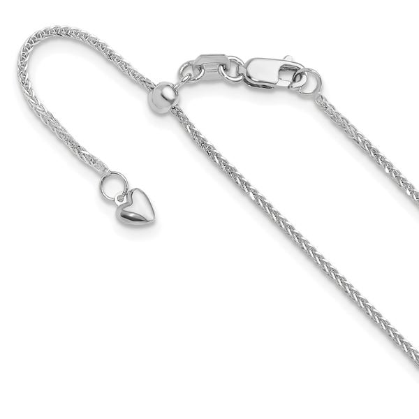 Leslie's 14K White Gold Adjustable 1mm Quadra Wheat Chain