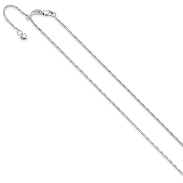 Leslie's 14K White Gold Adjustable 1mm Quadra Wheat Chain - Image 2