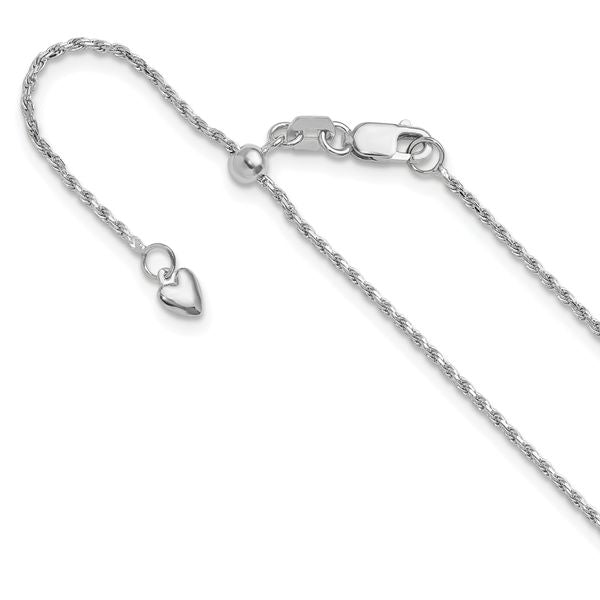 Leslie's 14K White Gold Adjustable 1.2mm D/C Rope Chain