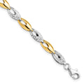 Leslie's 14K Two-tone Polished and Diamond-cut Fancy Link Bracelet