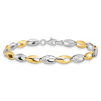 Leslie's 14K Two-tone Polished and Diamond-cut Fancy Link Bracelet - Image 3
