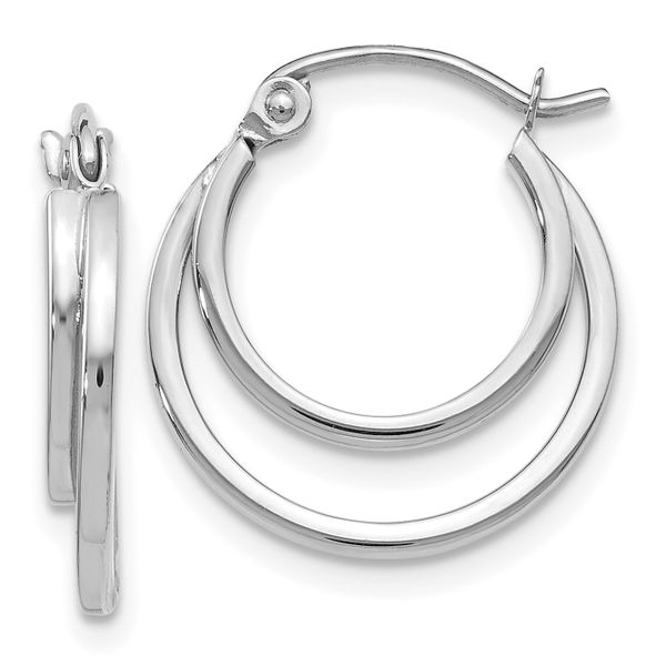 Leslie's 14K White Gold Polished Hinged Hoop Earrings