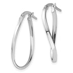 Leslie's 14K White Gold Polished Oval Hoop Earrings - Image 2