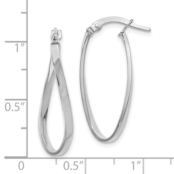 Leslie's 14K White Gold Polished Oval Hoop Earrings - Image 3