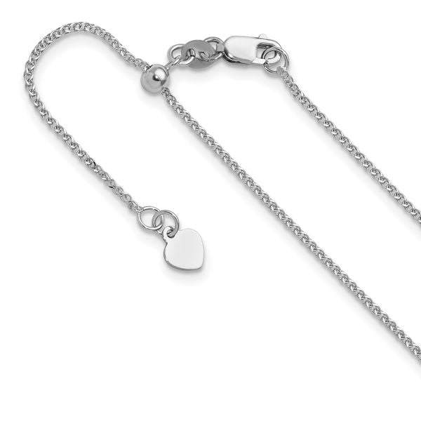 Leslie's 14K White Gold Adjustable 1.2 mm D/C Double Curb Chain