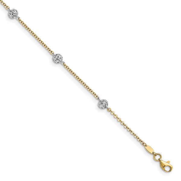 Leslie's 14K Two-tone Polished and Diamond-cut Anklet