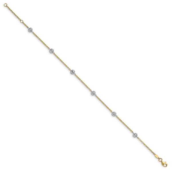 Leslie's 14K Two-tone Polished and Diamond-cut Anklet - Image 2