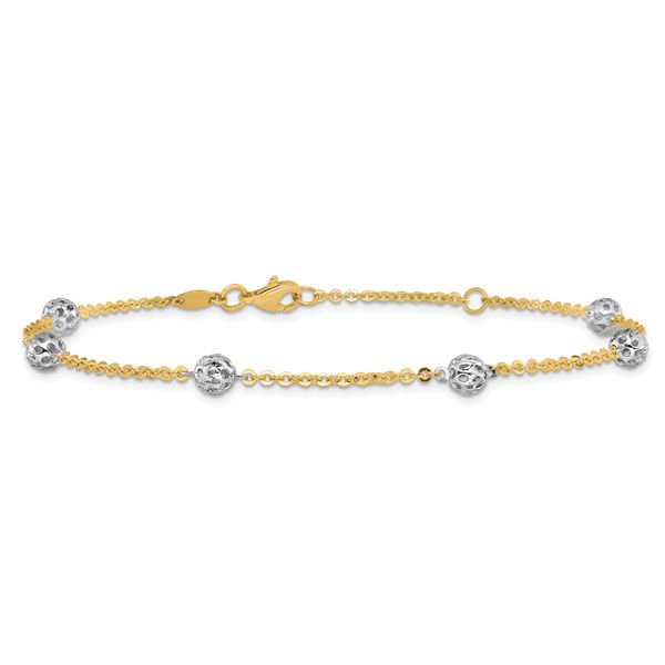 Leslie's 14K Two-tone Polished and Diamond-cut Anklet - Image 3