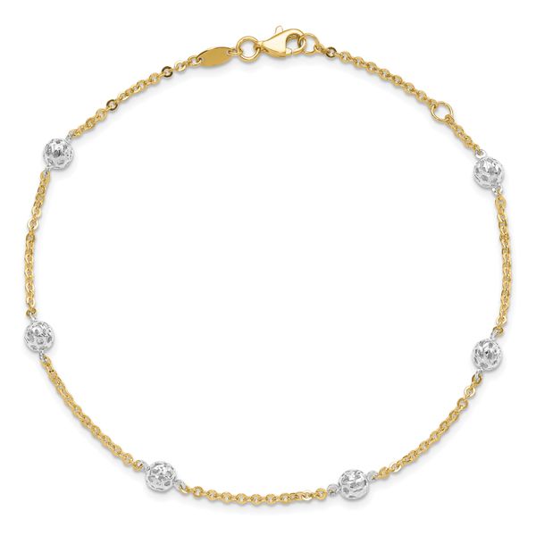 Leslie's 14K Two-tone Polished and Diamond-cut Anklet - Image 4