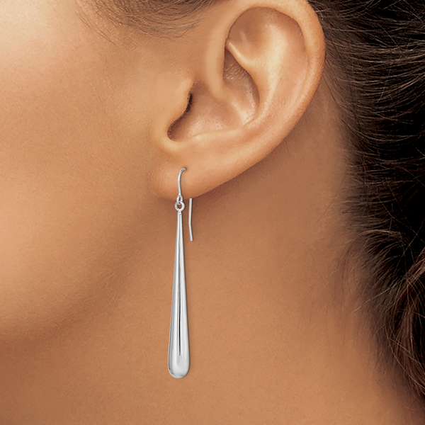 Leslie's 14K White Gold Polished Shepherd Hook Earrings - Image 4
