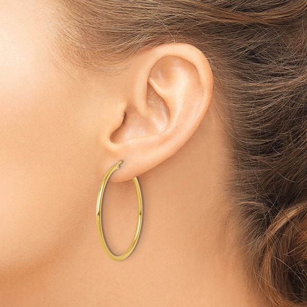 Leslie's 14K 2x40mm Polished Hoop Earrings - Image 3