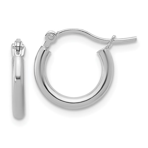 Leslie's 14K White Gold 2x12mm Polished Hoop Earrings
