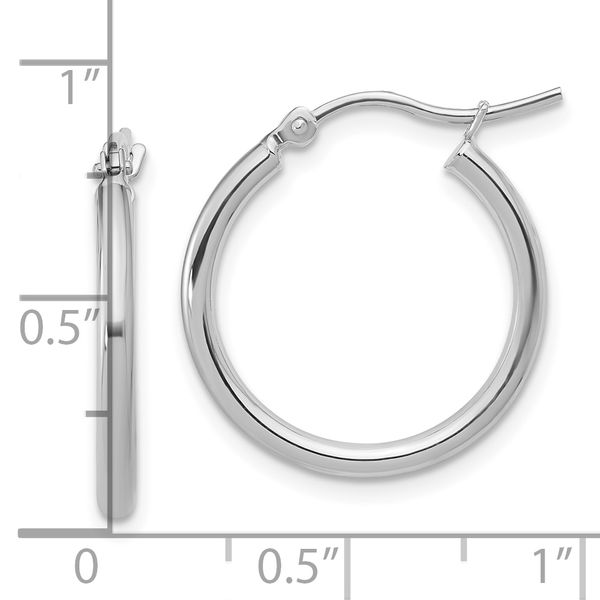 Leslie's 14K White Gold 2x20mm Polished Hoop Earrings - Image 3