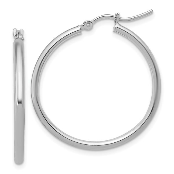 Leslie's 14K White Gold 2x30mm Hoop Earrings