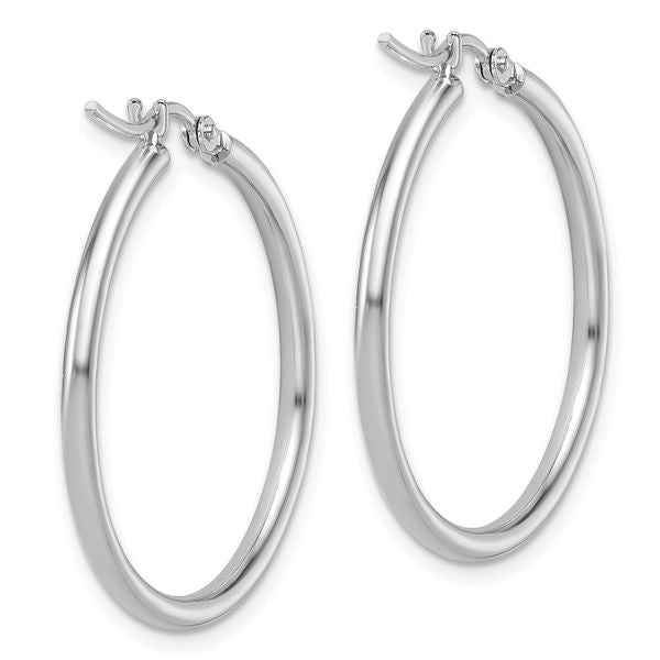 Leslie's 14K White Gold 2x30mm Hoop Earrings - Image 4