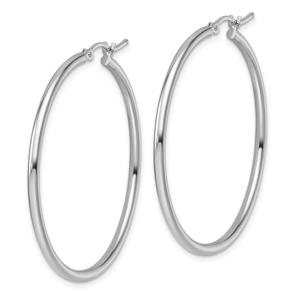 Leslie's 14K White Gold 2x40mm Polished Hinged Hoop Earrings - Image 2