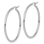 Leslie's 14K White Gold 2x40mm Polished Hinged Hoop Earrings - Image 2