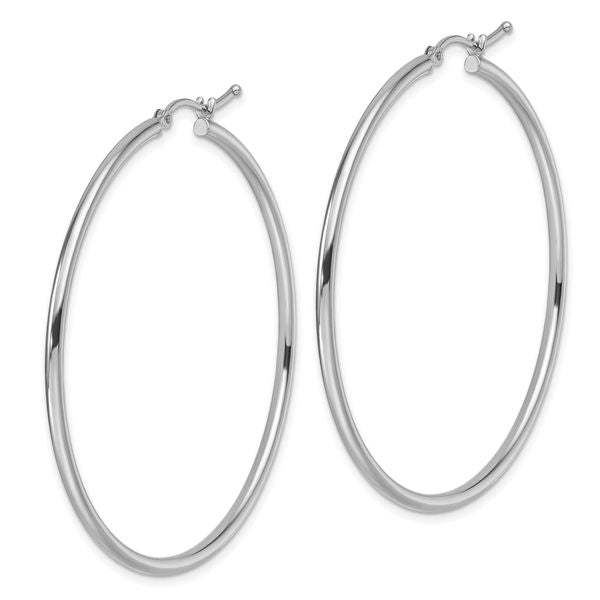 Leslie's 14K White Gold Polished Hoop Earrings - Image 2