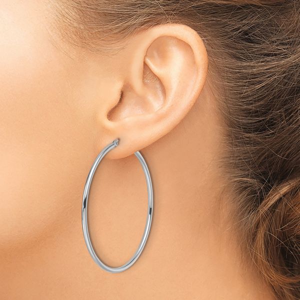 Leslie's 14K White Gold Polished Hoop Earrings - Image 4