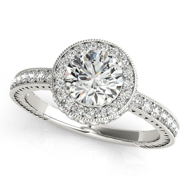 Platinum Round Halo Engagement Ring