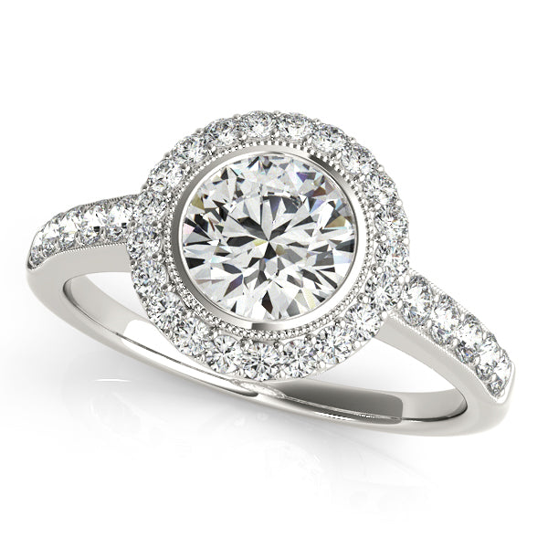 Platinum Round Halo Engagement Ring
