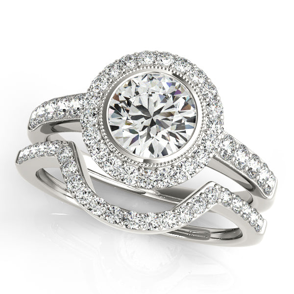 Platinum Round Halo Engagement Ring - Image 3