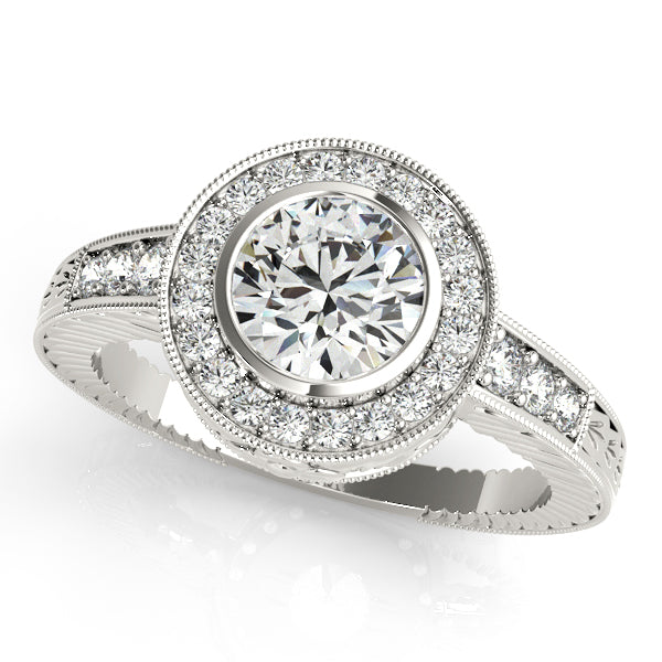 Platinum Round Halo Engagement Ring