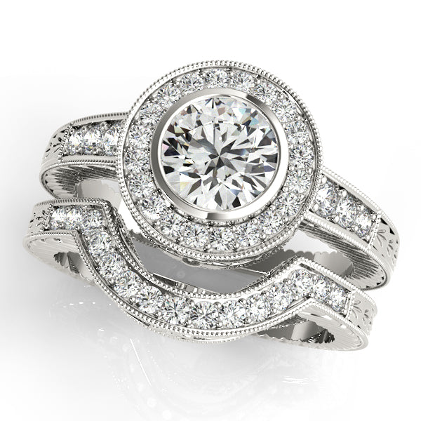 Platinum Round Halo Engagement Ring - Image 3