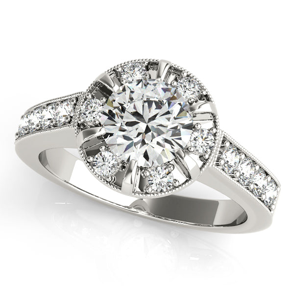 Platinum Round Halo Engagement Ring