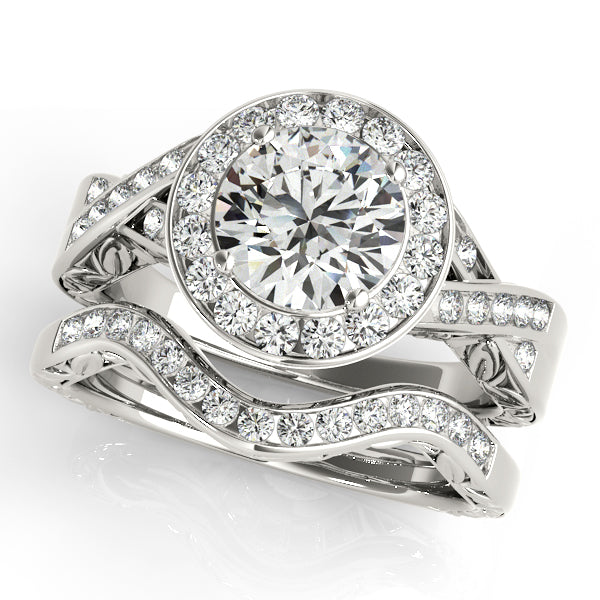 Platinum Round Halo Engagement Ring - Image 3