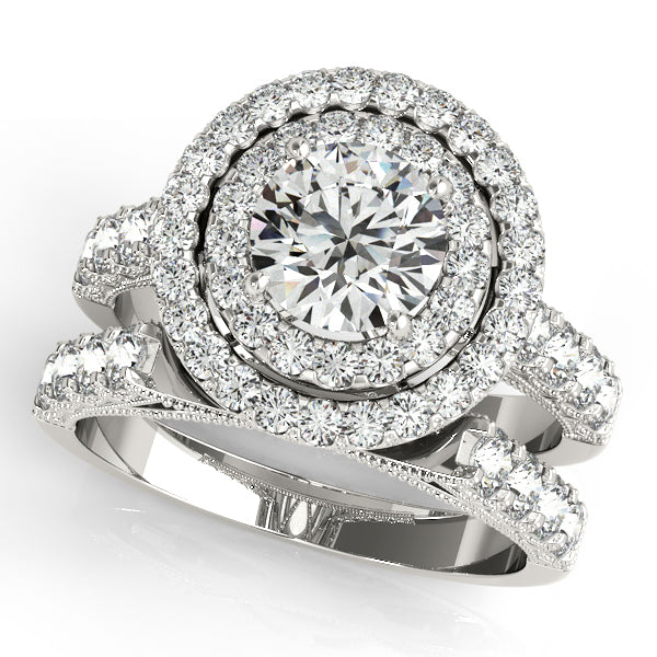 Platinum Round Halo Engagement Ring - Image 3