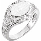 Oval Leaf Design Signet Ring