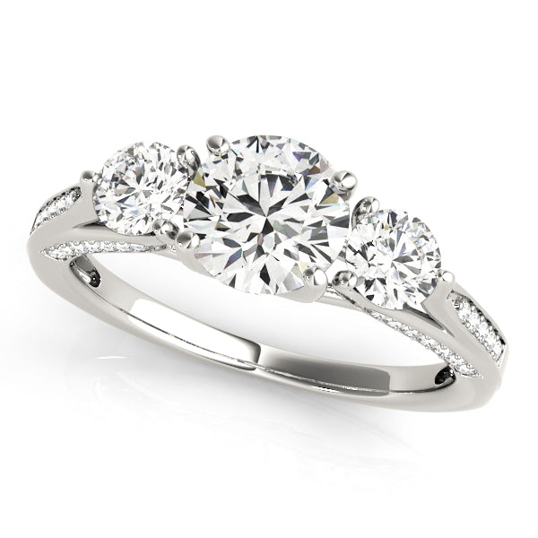 Platinum Three-Stone Round Engagement Ring
