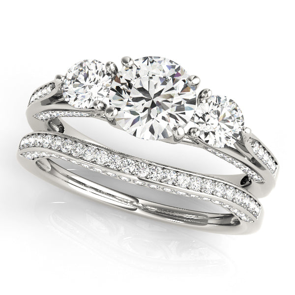 Platinum Three-Stone Round Engagement Ring - Image 3