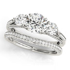 Platinum Three-Stone Round Engagement Ring - Image 3
