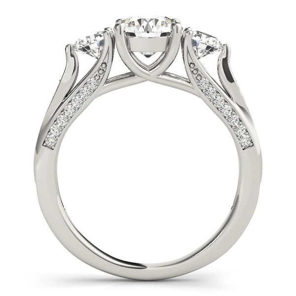 Platinum Three-Stone Round Engagement Ring - Image 2