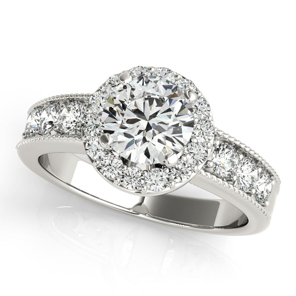 Platinum Round Halo Engagement Ring
