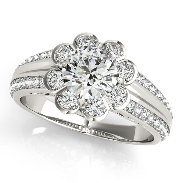 Platinum Round Halo Engagement Ring