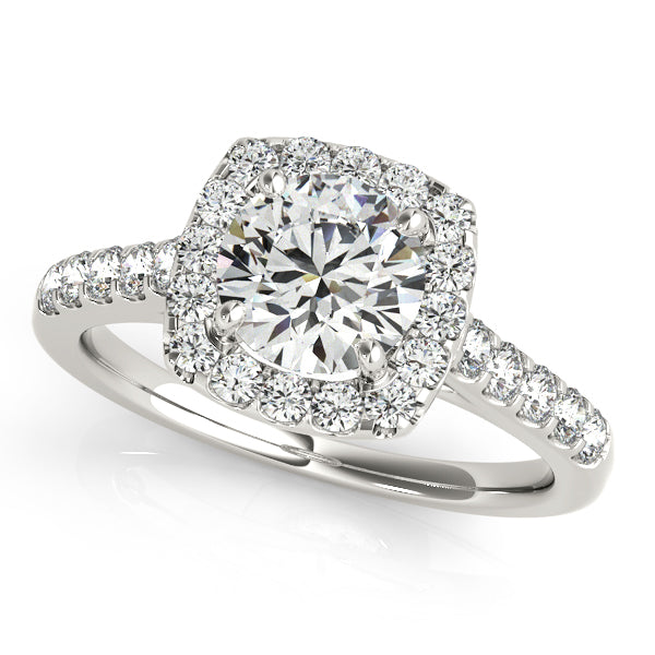 Platinum Round Halo Engagement Ring
