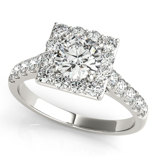 Platinum Round Halo Engagement Ring
