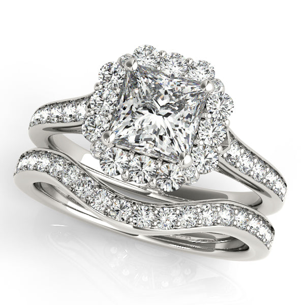 Platinum Halo Engagement Ring - Image 3