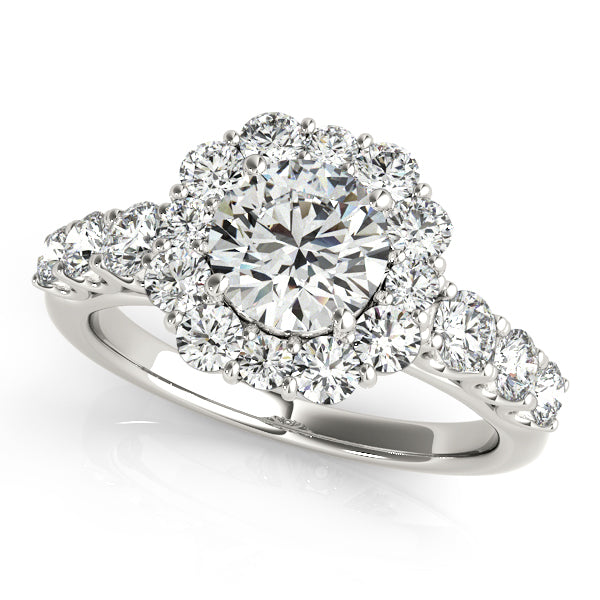 Platinum Round Halo Engagement Ring