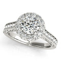 Platinum Engraved Diamond Halo Engagement Ring