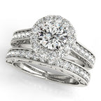 Platinum Engraved Diamond Halo Engagement Ring - Image 3