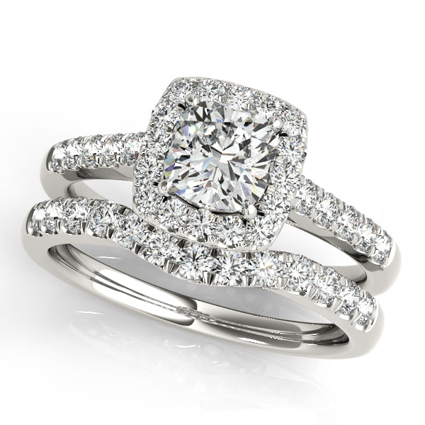 Platinum Halo Engagement Ring - Image 3