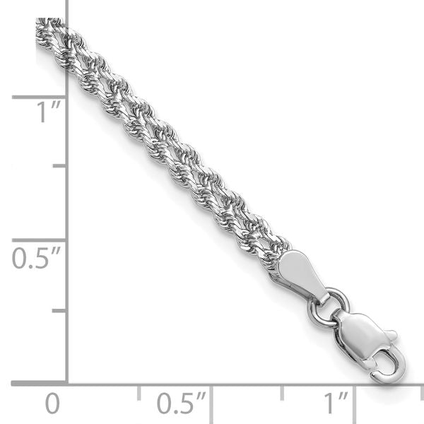 Leslie's 14K White Gold 3.0mm Wide Diamond-Cut Double Rope Chain - Image 5