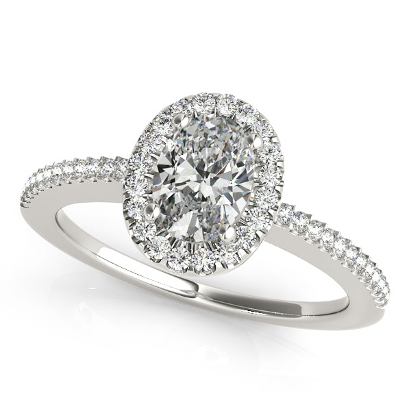 Platinum Oval Halo Engagement Ring