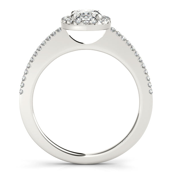 Platinum Oval Halo Engagement Ring - Image 2
