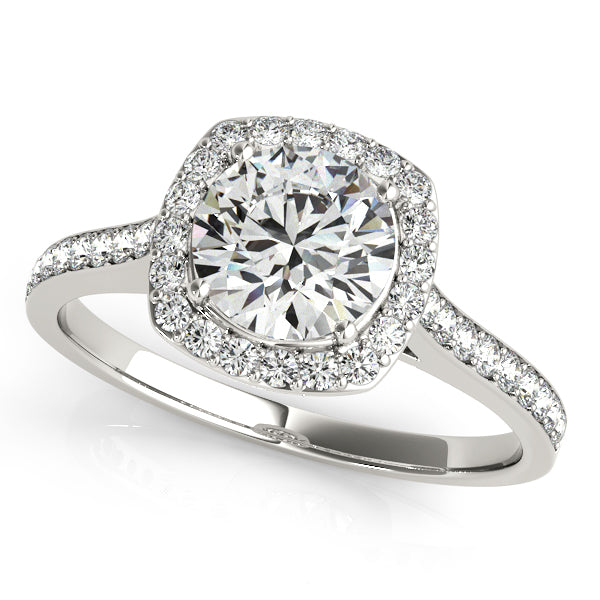 Platinum Round Halo Engagement Ring
